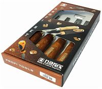 Набор плоских стамесок (6, 12, 20, 26) с деревянной рукояткой Wood Line Plus Narex 863201, 4 штуки в картонной коробке  Набор плоских стамесок (6, 12, 20, 26) с деревянной рукояткой Wood Line Plus Narex 863201, 4 штуки в картонной коробке
